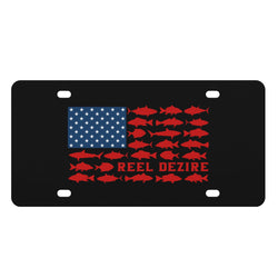 Reel Dezire USA Flag  Black License Plates