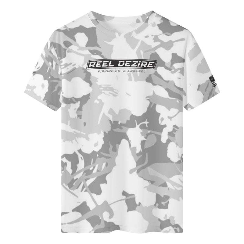 Reel Dezire White & Gray Camo Mens Short Sleeve T-Shirt