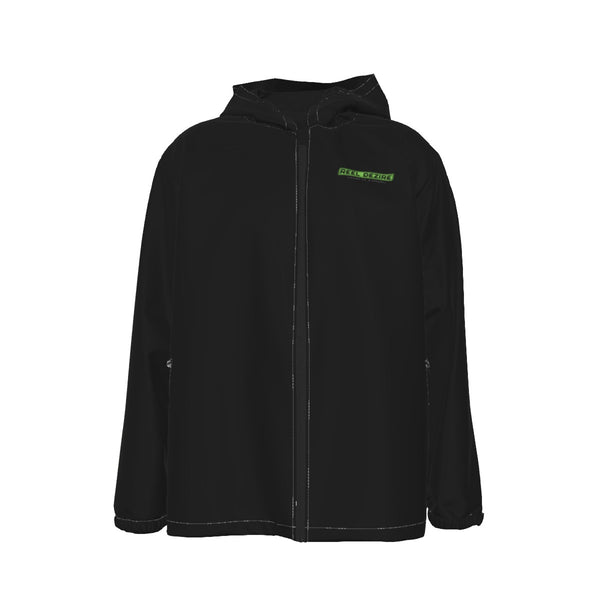 Reel Dezire Neon Green Logo Hooded Zipper Windproof Men's Jacket