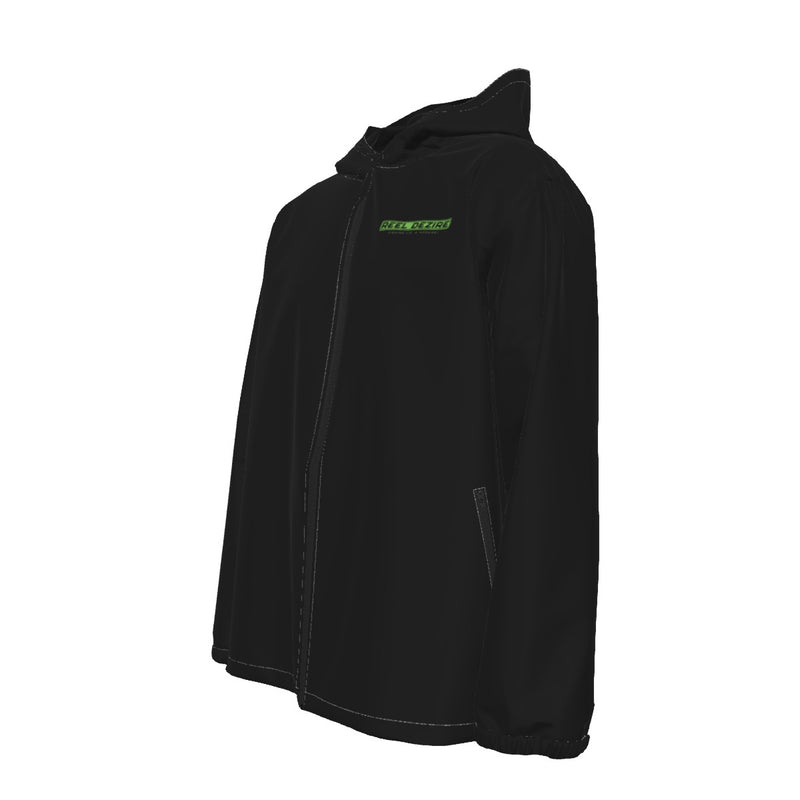 Reel Dezire Neon Green Logo Hooded Zipper Windproof Men's Jacket